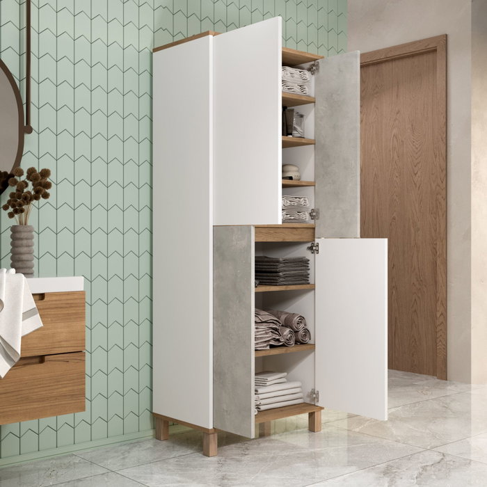 Hanah Home Armario Multiusos Nord - ND15-SW Blanco, Roble y Gris